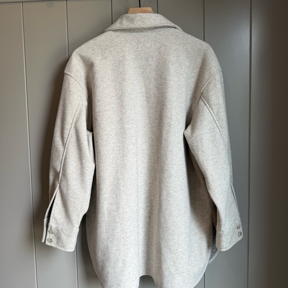 H&M Women’s Jersey Shirt Jacket Shacket in Light Beige Melange Medium - Picture 5 of 14